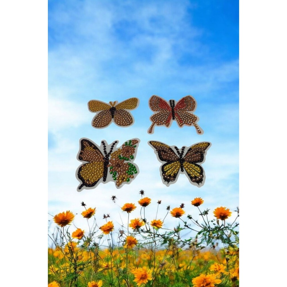 Set Of 4 Diamond Painted Butterfly‎ Magnets